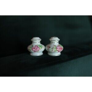 Vintage Mini Salt & Pepper Shakers Made in Occupied Japan White,Floral,Gold